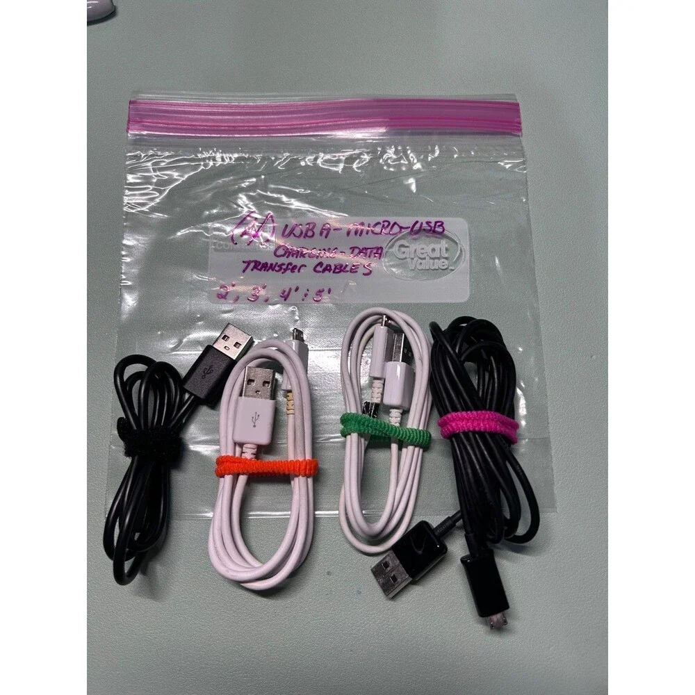 LOT OF 4 USB-A to MICRO-USB Charging & Data Transfer Cables